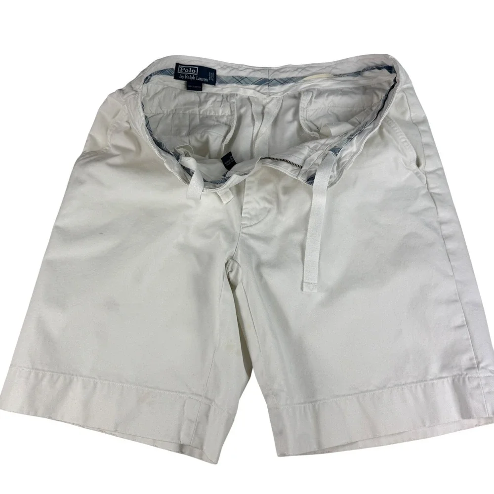 Vintage Polo Ralph‎ Lauren Mens 33 Chino Shorts White Cotton Preppy Casual